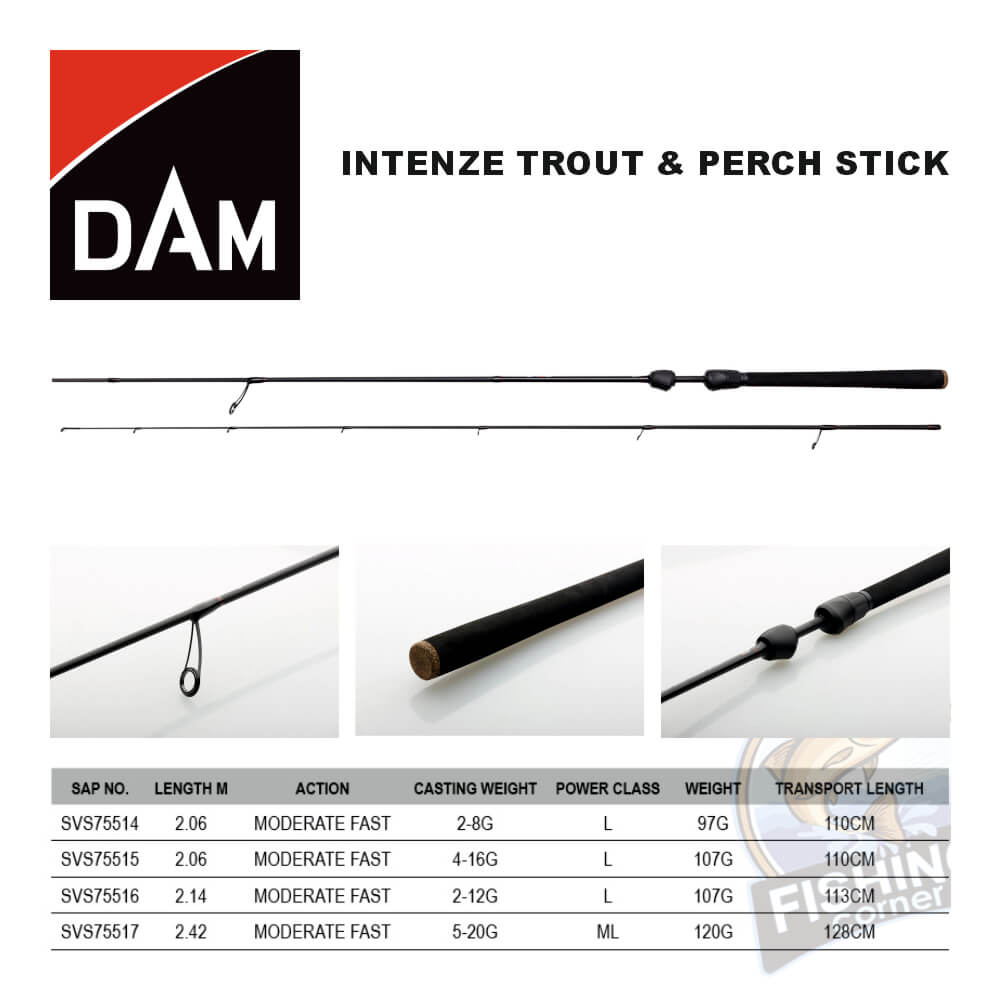 DAM INTENZE TROUT N PERCH STICK  2.14m 2-12gr