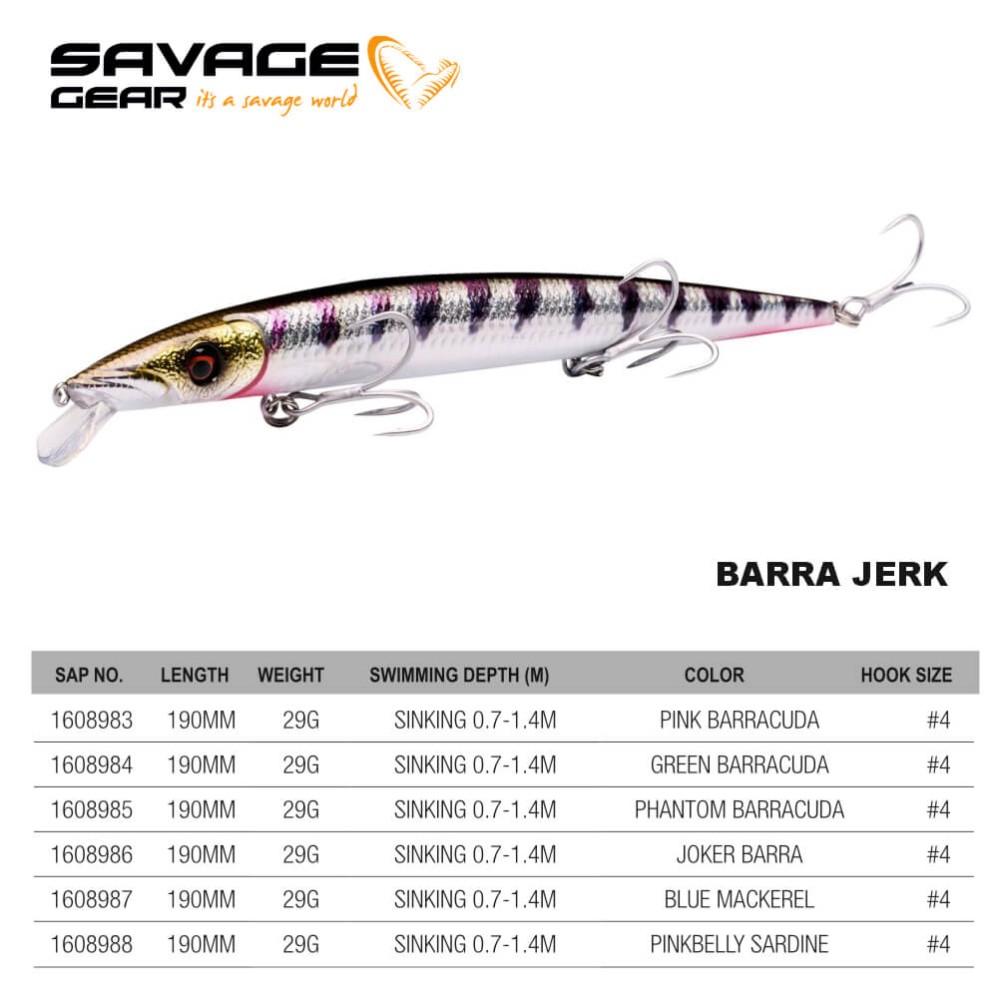 SAVAGE GEAR BARRA JERK SINKING 19cm 29gr