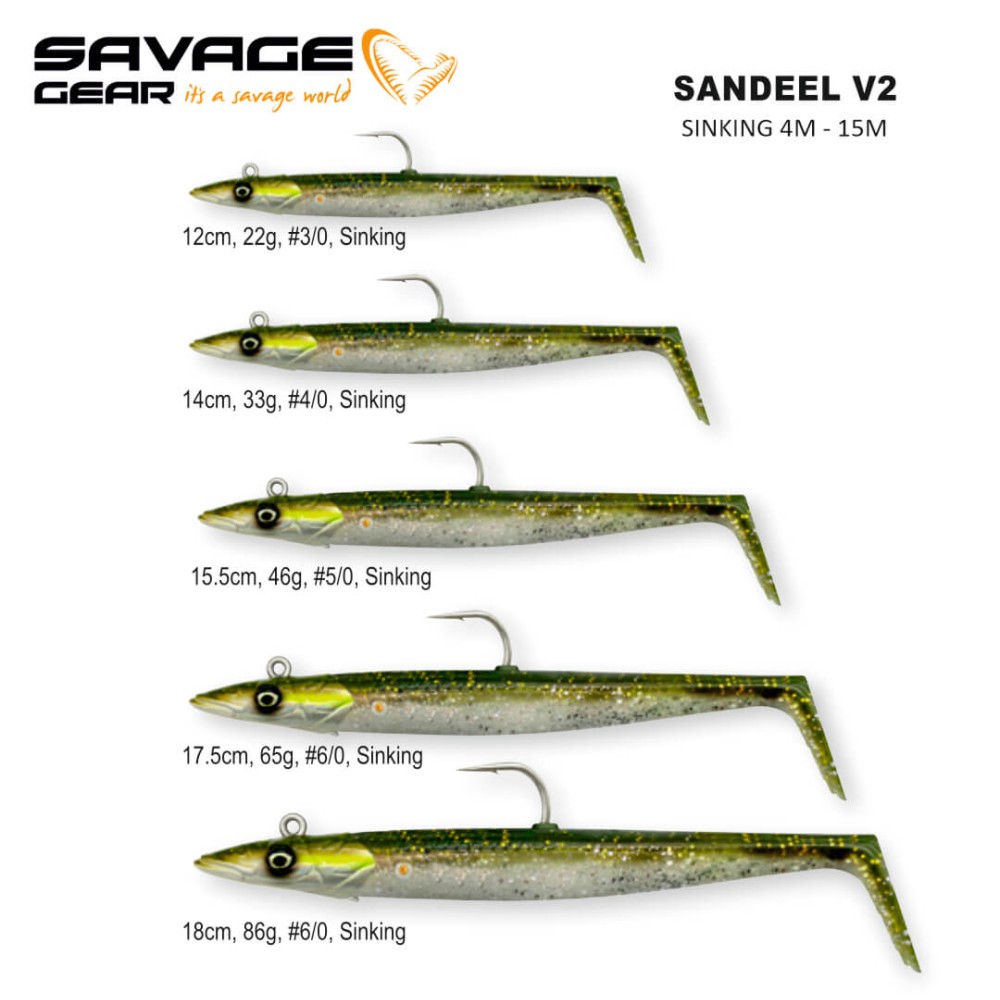 SAVAGE GEAR SANDEEL V2 12CM 22G SINKING 2+1