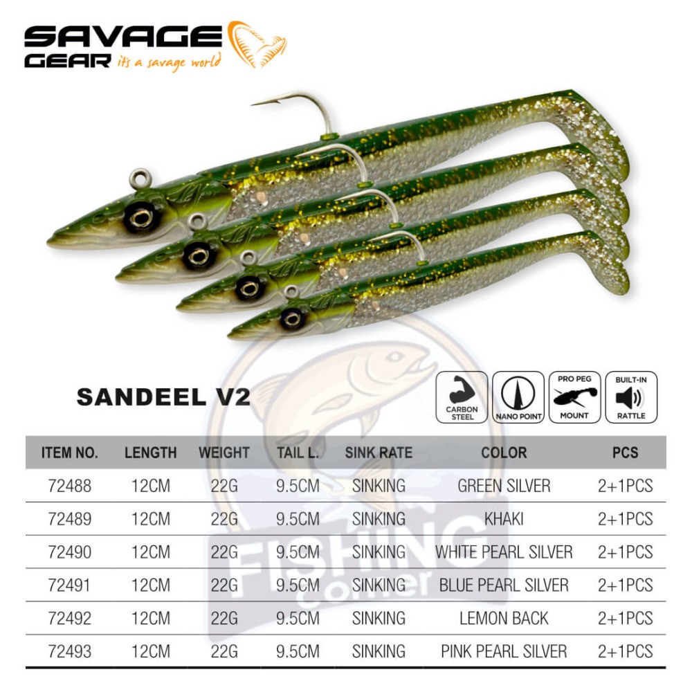 SAVAGE GEAR SANDEEL V2 15.5CM 46G SINKING 2+1