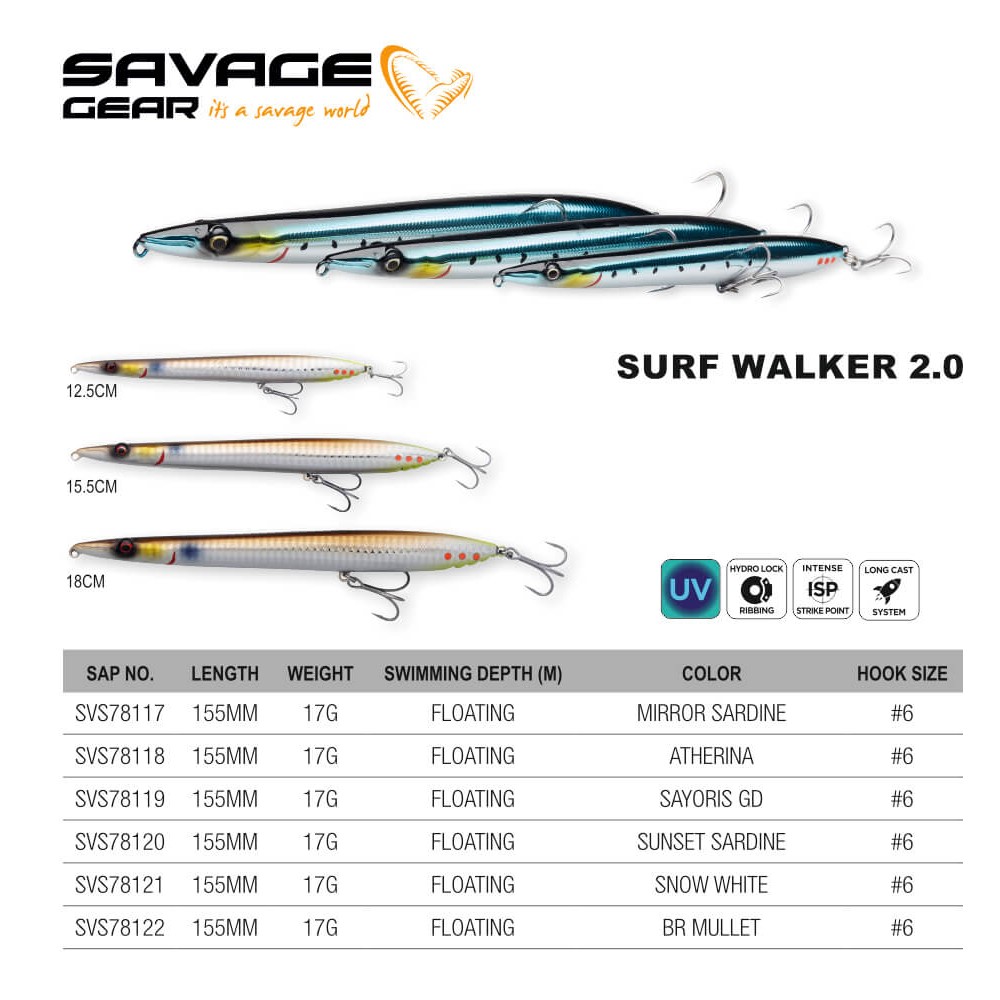 SAVAGE GEAR SURF WALKER 2.0 15.5CM 17G FLOATING