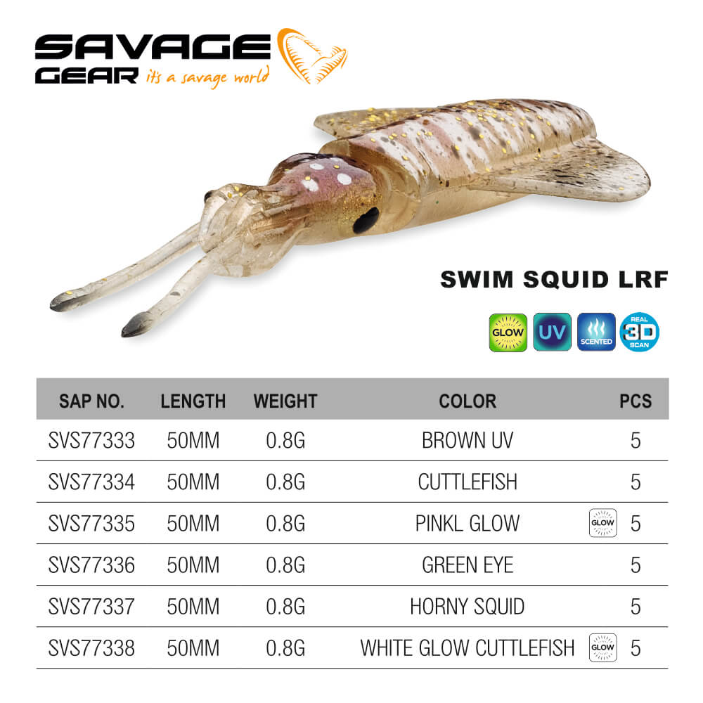 SAVAGE GEAR SWIM SQUID LRF 5cm 0.8gr 