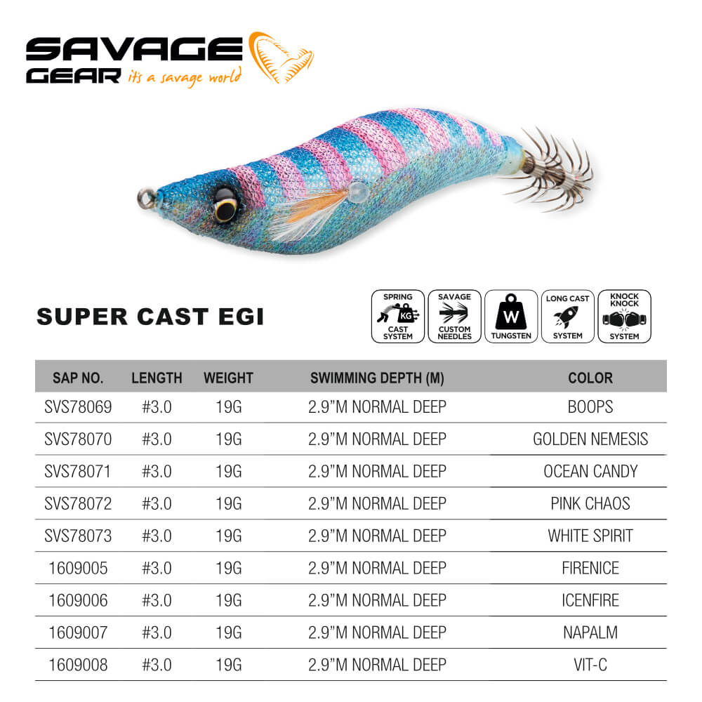 SAVAGE GEAR SUPER CAST EGI 3.0ND 10,5CM 19G SINKING