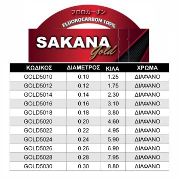 SAKANA GOLD 100% FLUOROCARBON 50m